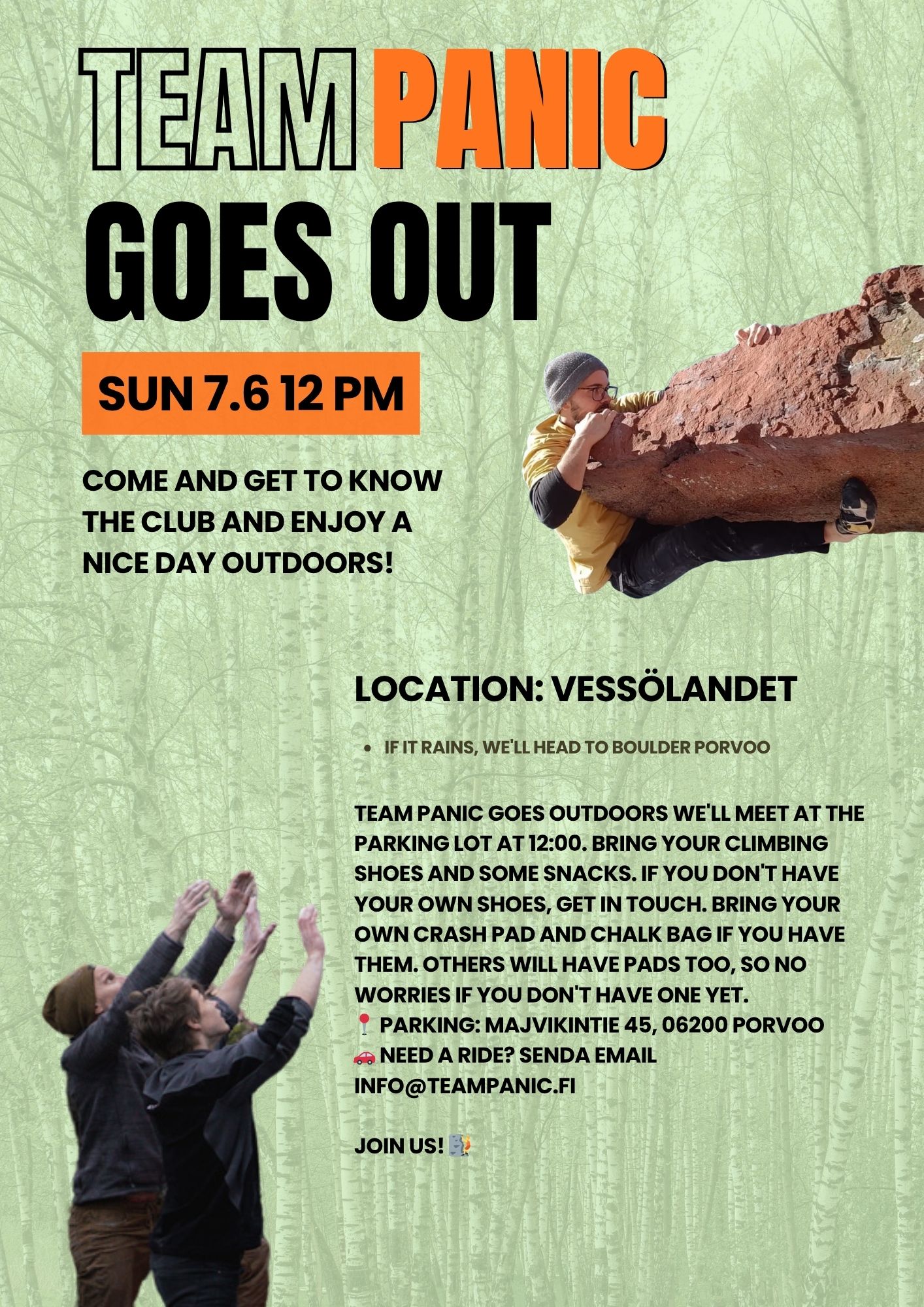 Team Panic goes out – Sun 7 June at 12:00, Vessölandet, Porvoo